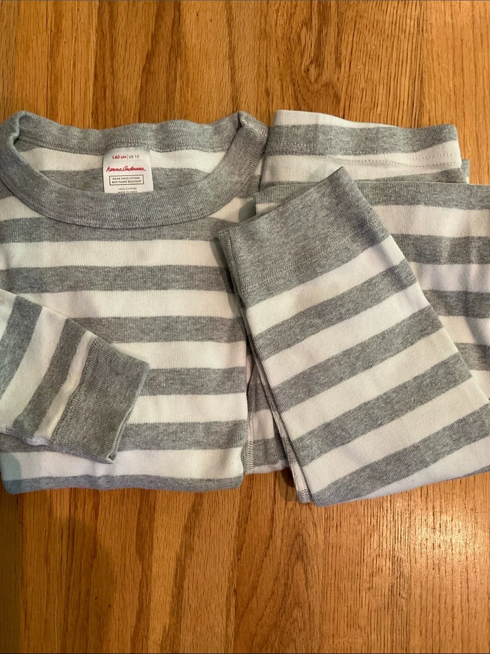 Hanna Andersson: Sleepwear, Long John Pajama Set - Gray/White Stripe